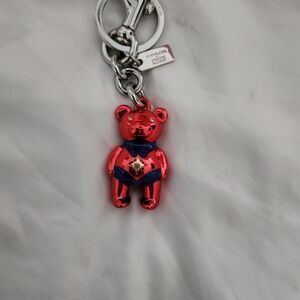 Coach Metallic Red Bear Keychain